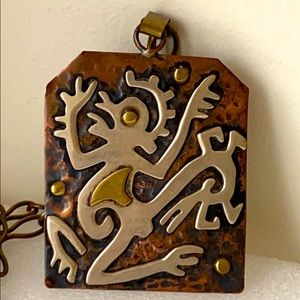 Casa Maya mixed metal hammered necklace brass